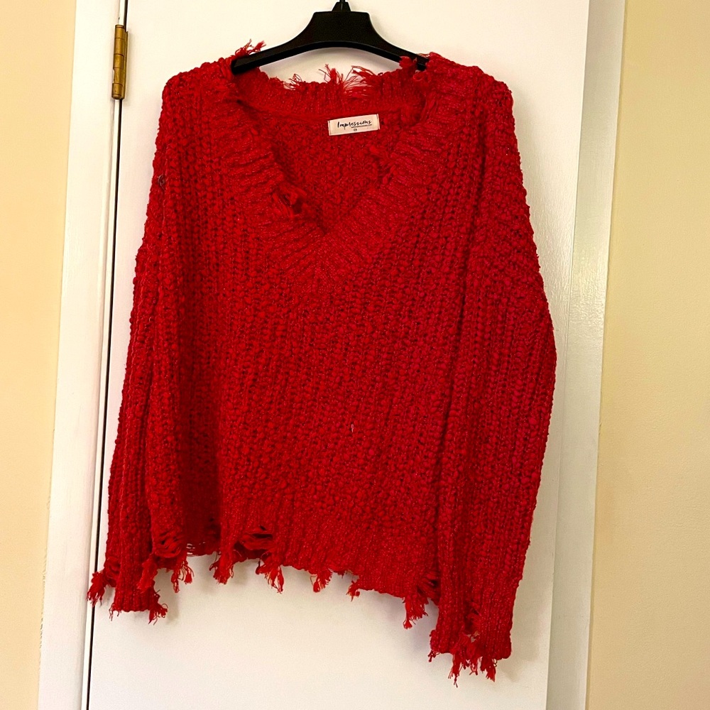 New without tags distressed sweater